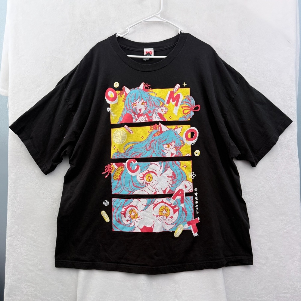Omocat T Shirt Mens 3XL Black Catgirl Graphic Anime